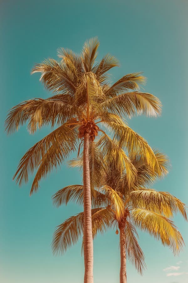 Vintage photograph of palm trees Ai photo vector illustration