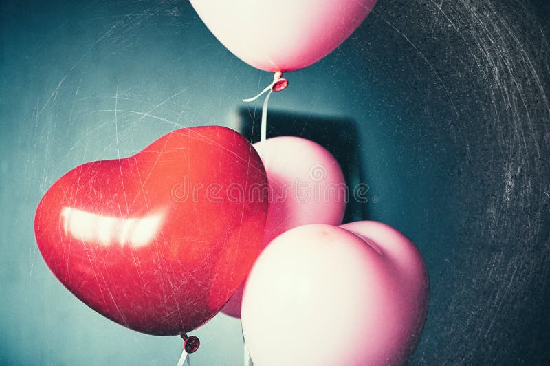 Vintage pink heart shaped balloons retro stock images Vintage pink heart shaped balloons retro stock images