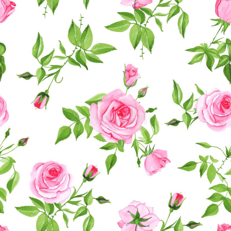 Vintage Pink Roses Seamless Vector Print Stock Vector - Illustration of ...