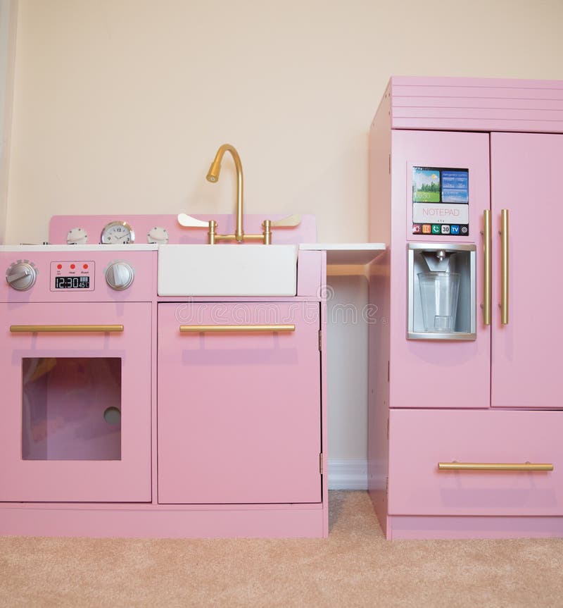Vintage Pink Toy Kitchen for Kids Stock Photo Image of game, plastic