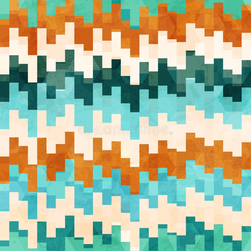 Vintage pixel seamless pattern with grunge effect royalty free illustration