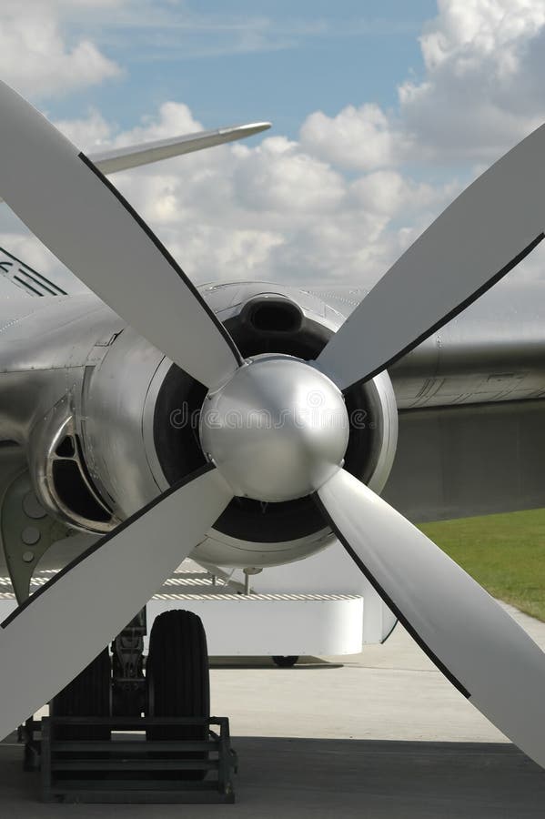 Close-up of vintage airplane propeller and engine. Close-up of vintage airplane propeller and engine