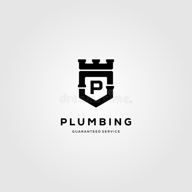 Vintage plumbing service logo crown shield vector illustration design vector illustration