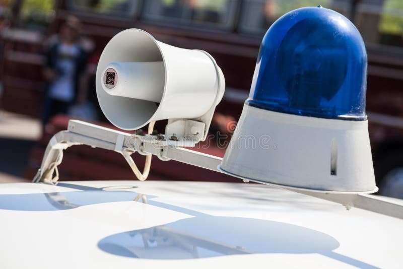 Vintage police siren stock image. Image of vehicle, blue 71296481