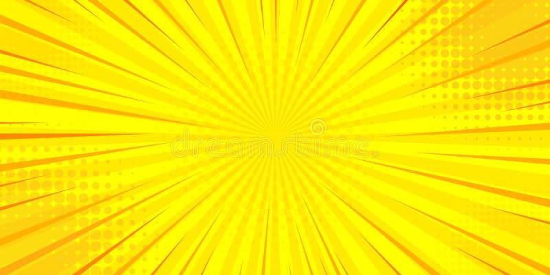 Vintage pop art yellow and orange background. Superhero Background, for comics. Banner wallpaper with halftone. Vector