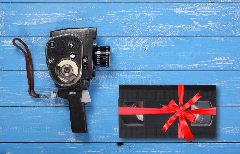 Vintage portable movie film camera Videotape VHS stock photos Vintage portable movie film camera Videotape VHS stock photos