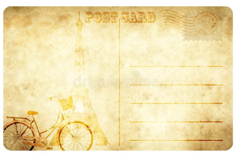Vintage Postcard With Eiffel Tower. Stock Illustration - Illustration of rustic, design: 72638414