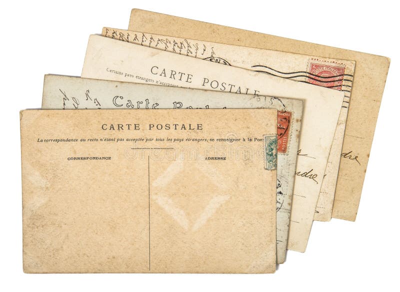 Vintage postcards letter mai Used paper background
