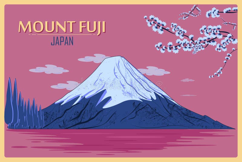 Poster: Fuji, Japan stock illustration. Illustration of exploring 
