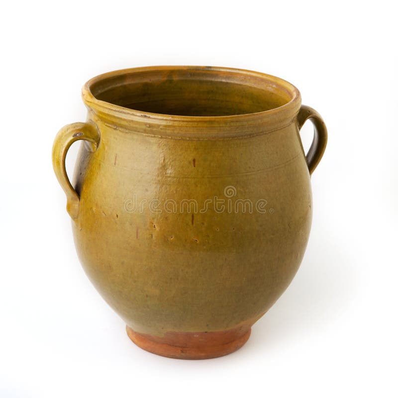 Clay Jug, Old Ceramic Vase Isolated on White Background Stock Image
