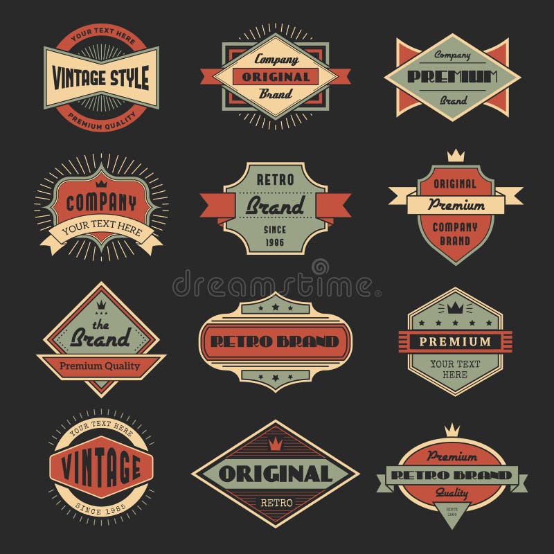 Vintage Premium Badges. Old Style Emblems and Logos with Place for Text ...