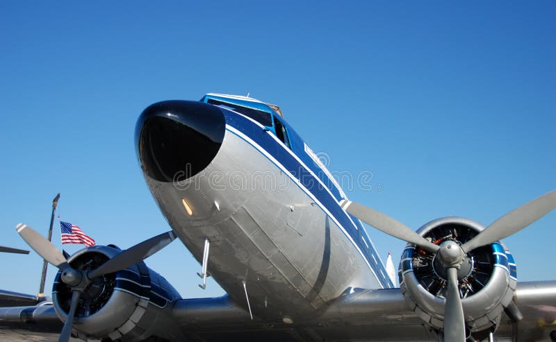 Vintage propeller airplane royalty free stock image