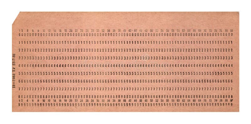 Vintage punched card isolated on white