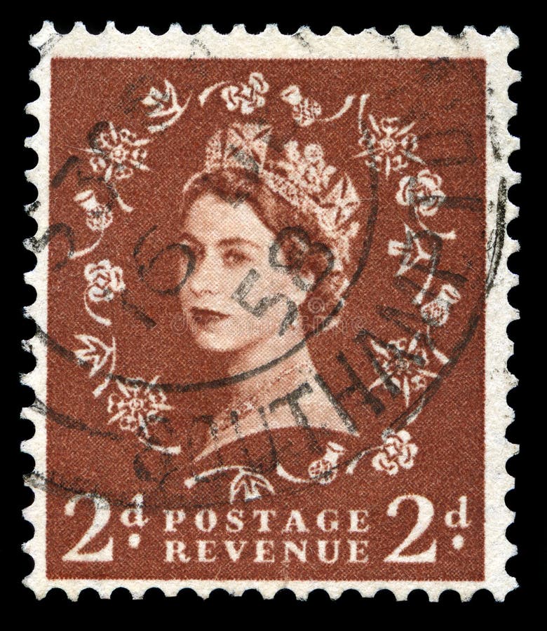 Vintage Queen Elizabeth II Postage Stamp Editorial Stock Photo - Image