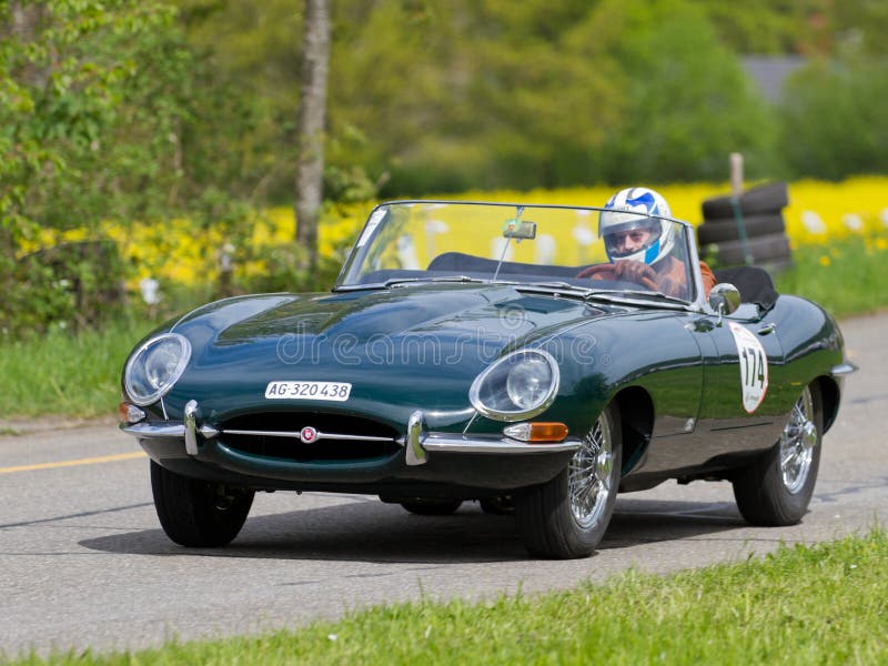 Jaguar E-Type On Vintage Car Parade Editorial Photo - Image of historic
