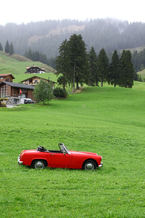 Vintage Red Car at Swiss