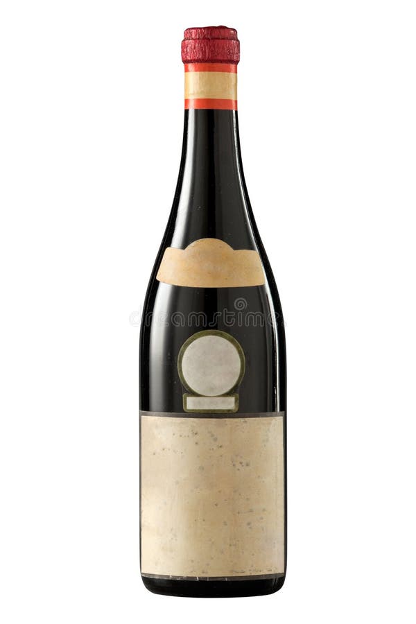 Vintage Red Wine Bottle with Blank Label. Stock Photo Image of cork