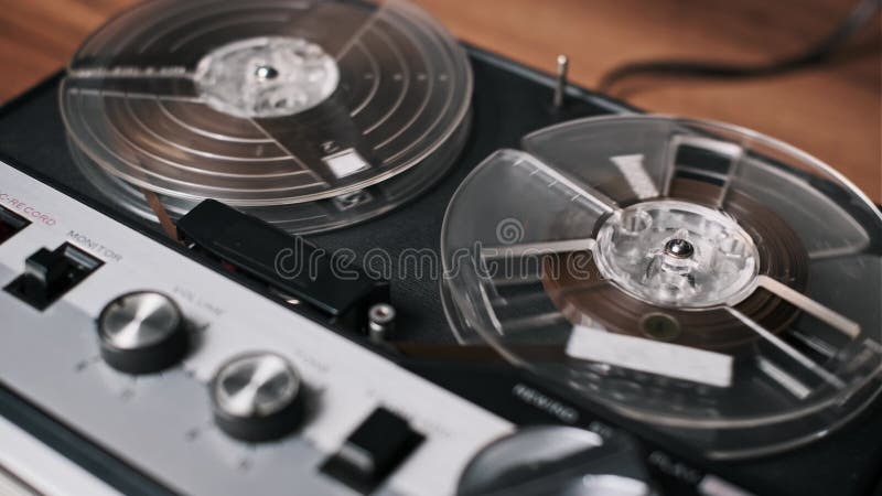 Vintage Reel-to-Reel Tape Deck in Action stock video footage