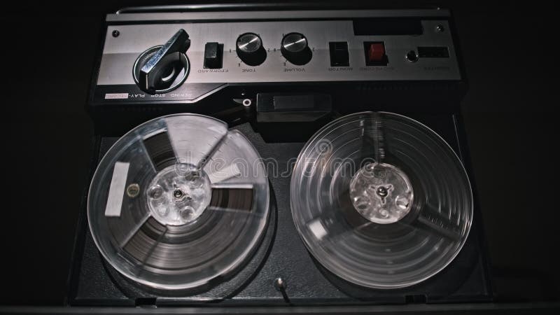 Vintage Reel-to-Reel Tape Player in Operation stock video