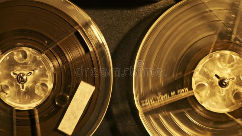 Vintage Reel-to-Reel Tape Player with Spinning Reels stock footage