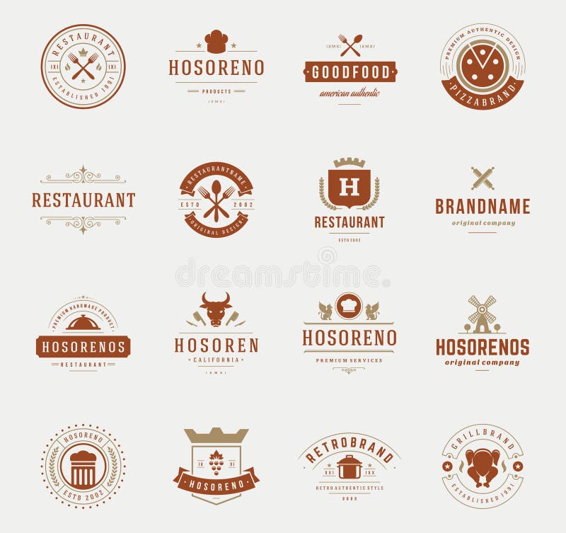 Restaurant Logos Design Templates Wine Stock Illustrations – 49