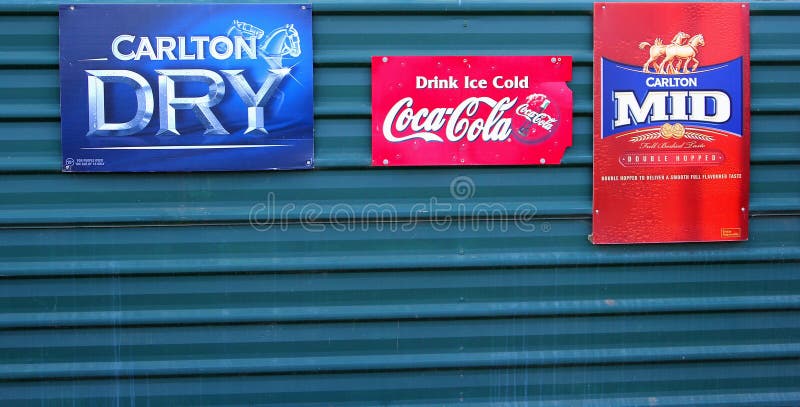 Vintage retro billboards Coca Cola Carlton beer royalty free stock photography Vintage retro billboards Coca Cola Carlton beer royalty free stock photography
