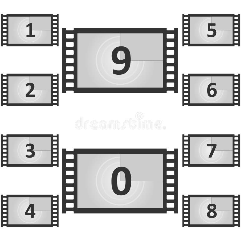 Vintage retro cinema. Creative vector illustration of countdown frame. Old film movie timer count. vector illustration Vintage retro cinema. Creative vector illustration of countdown frame. Old film movie timer count. vector illustration