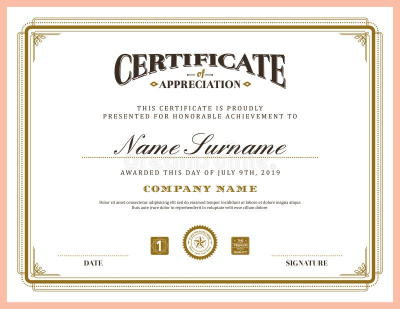 Vintage retro classic frame certificate background template vector illustration