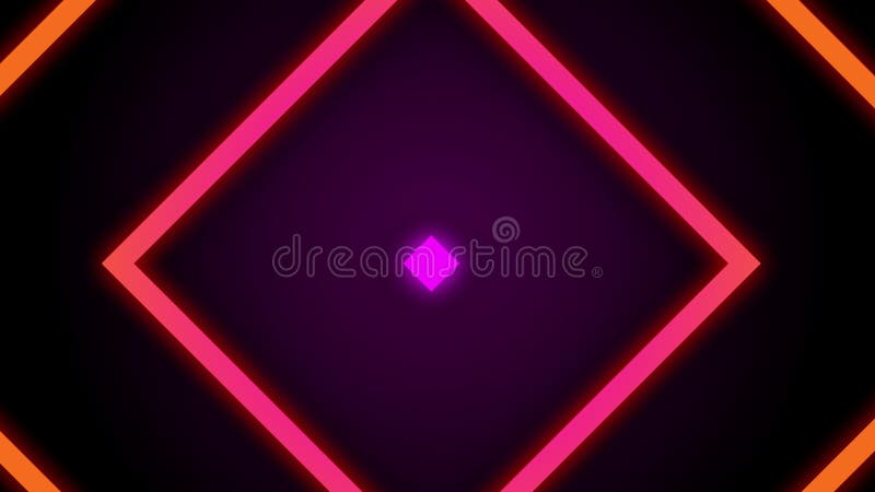 Vintage Retro Colorful Glowing Square Tunnel Background Loop.