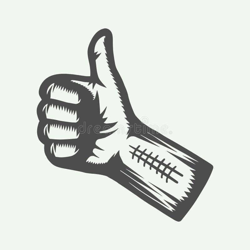 Vintage retro fist with thumbs up. Graphic Art.