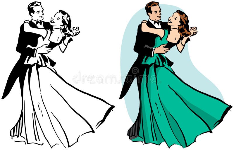 A Couple Slow Dancing A Ballroom Dance Stock Vector Illustration Of