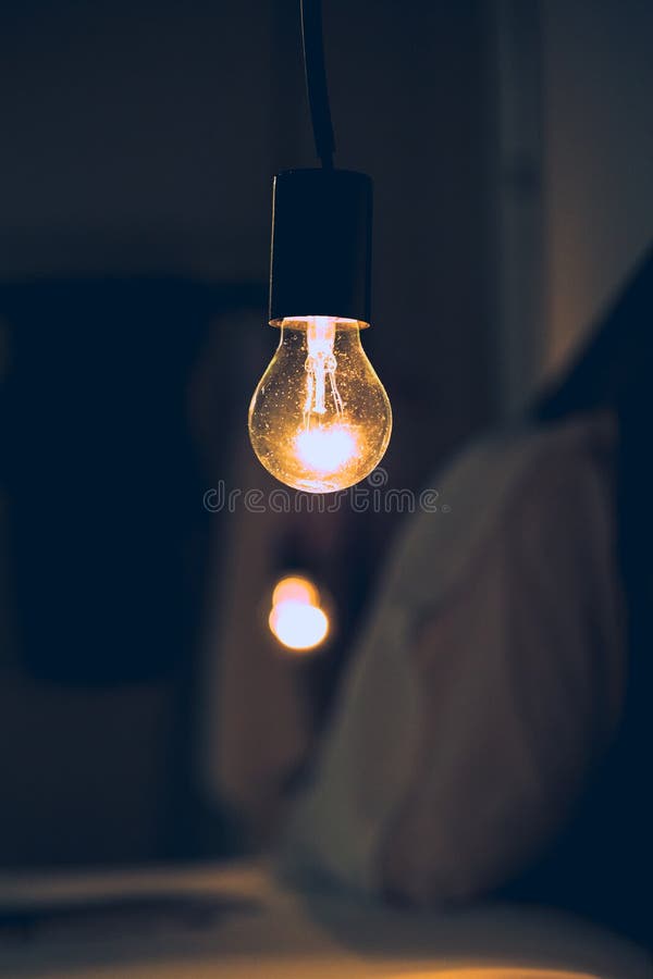Vintage Retro Light in Dark Bed Room Stock Image Image of indoor