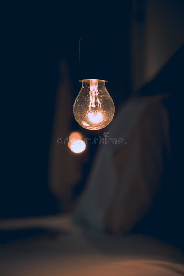 Vintage Retro Light in Dark Bed Room Stock Image Image of indoor