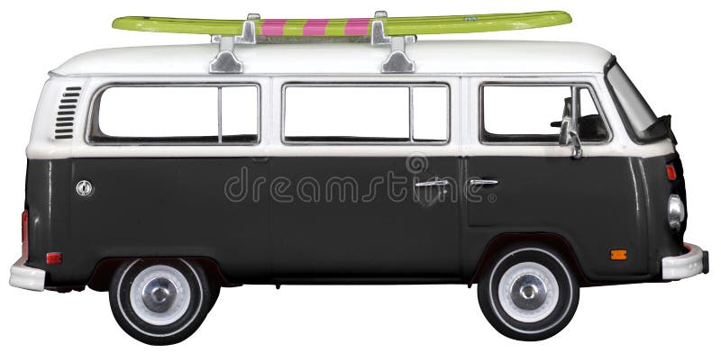 Vintage, Retro, Old-fashioned German Hippie Mini Camper Bus Van VW