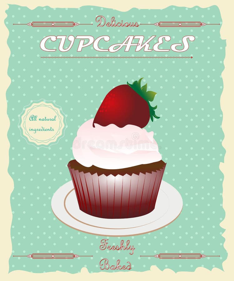 Vintage retro style cupcake poster. stock illustration Vintage retro style cupcake poster. stock illustration