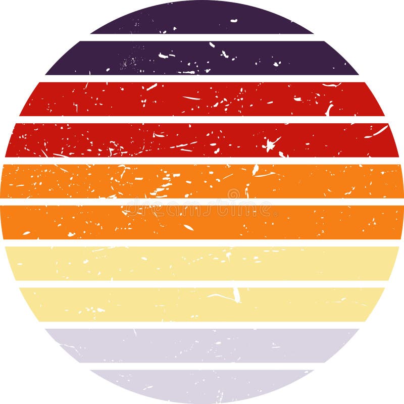 Download Vintage Retro Sunset Striped Circle Art Stock Illustration Illustration Of Book Brown 203207084
