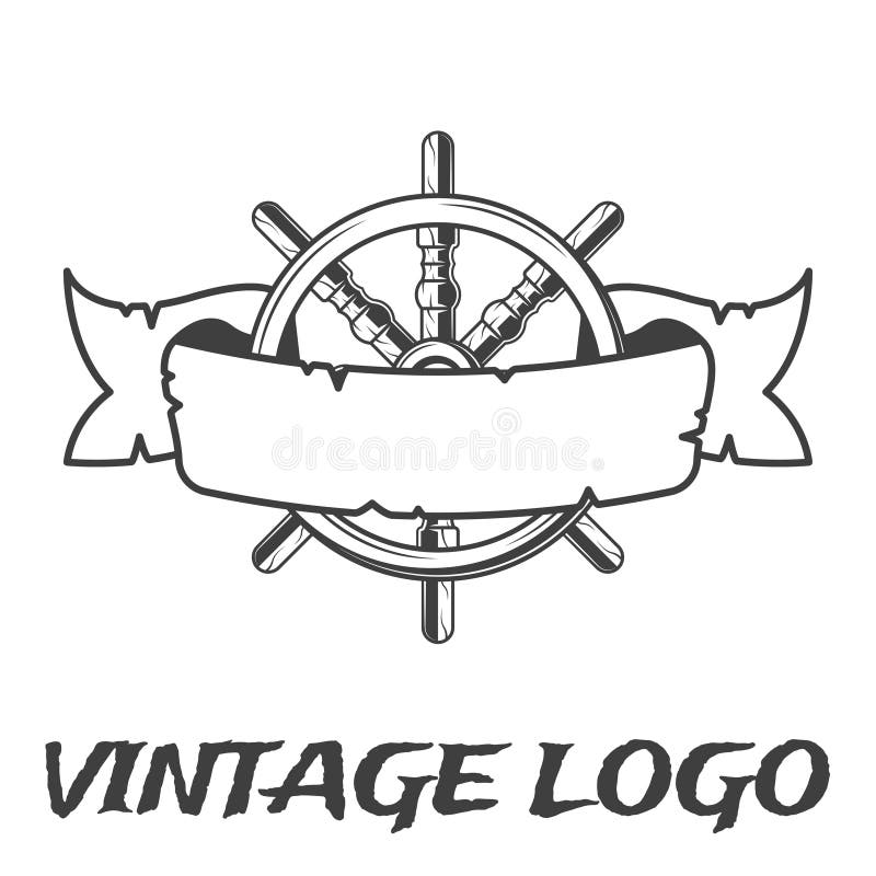 Vintage Ribbon and Handwheel Emblem. Pirate Logo in Monochrome Vintage  Style Stock Vector - Illustration of pirate, captain: 94387152