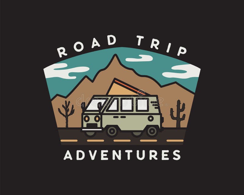 Vintage Road Trip Adventure Badge Sticker Illustration Design. Camp ...