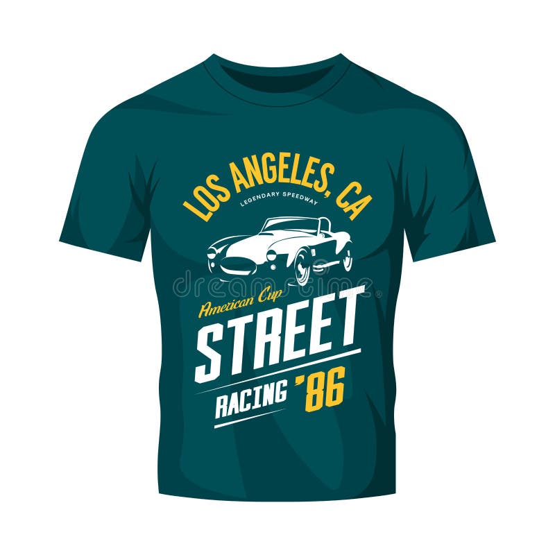Download Vintage Roadster Car Vector Logo Concept Isolated On Blue T-shirt Mock Up. Stock Vector ...