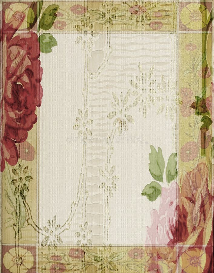 Vintage Rose Collage Scrapbook Background Frame Stock Illustration
