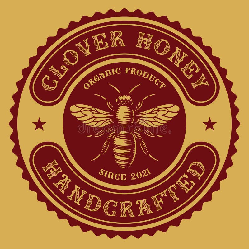 A vintage round honey label royalty free illustration