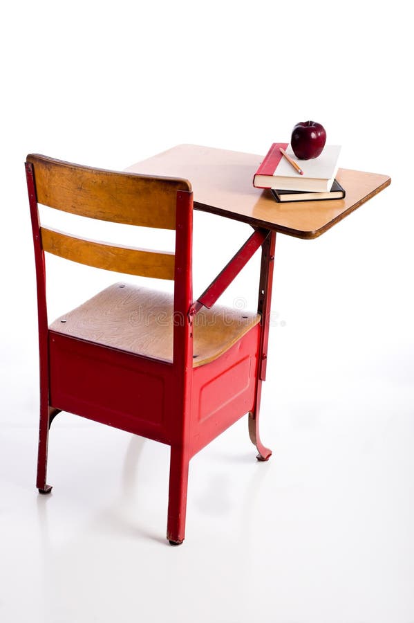 School desk on white stock image. Image of autumn, education 2798555