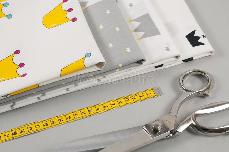 Vintage Scissors on Cotton Fabric Stock Photo Image of design, decor 145463132