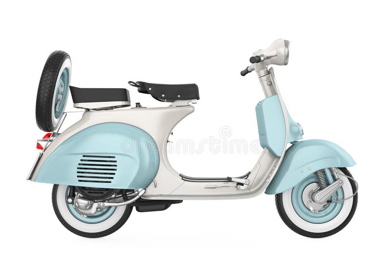 Vintage Scooter Motorcycle Isolated Stock Illustration Illustration
