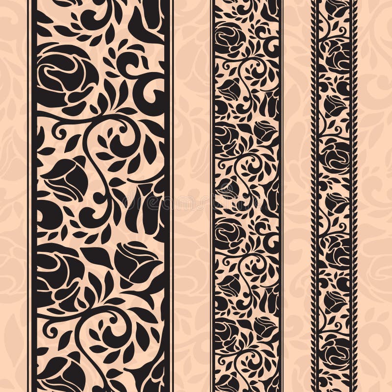 Vintage seamless decorative patterns in the form of strips.