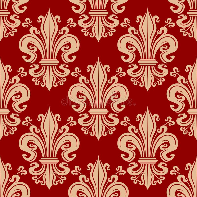 Vintage seamless fleur-de-lis floral pattern