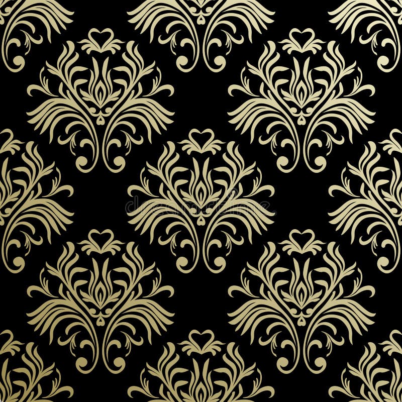 Dark gray damask ornate wallpaper Royalty Free Vector Image