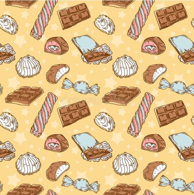 Vintage seamless texture with sweets