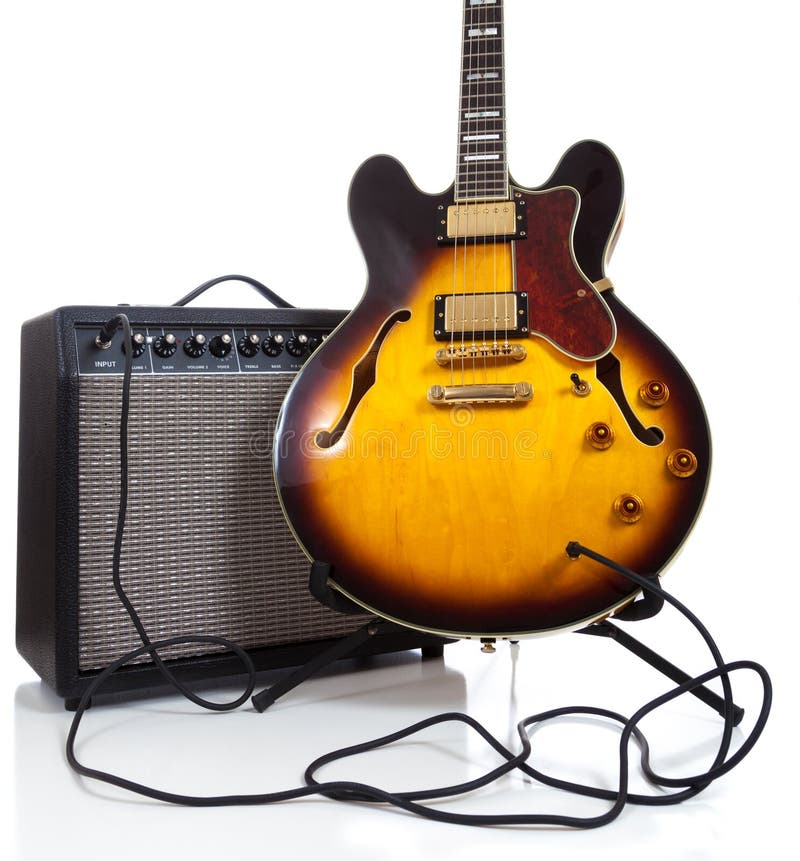 An electric Guitar and Amp stock image. Image of audio 10744781