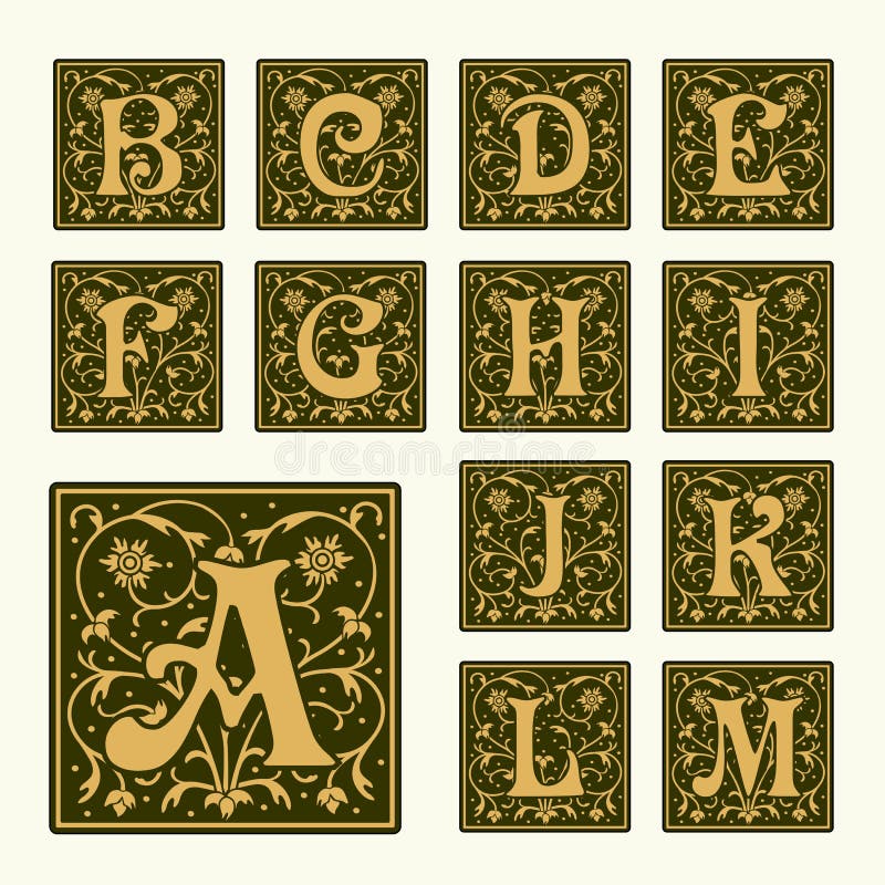 Vintage monogram letters. Decorative ornamental ancient capital